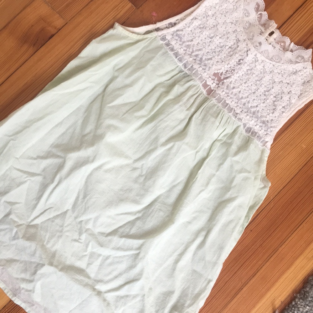 Mint green and lace shirt